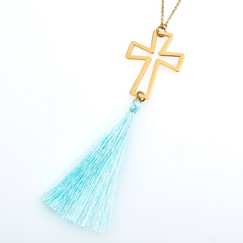 Cross with cotton tassel