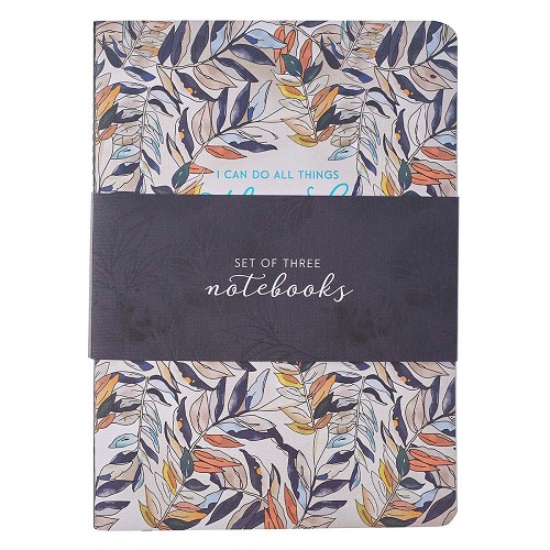 Through Christ Navy Floral Large Noteboo