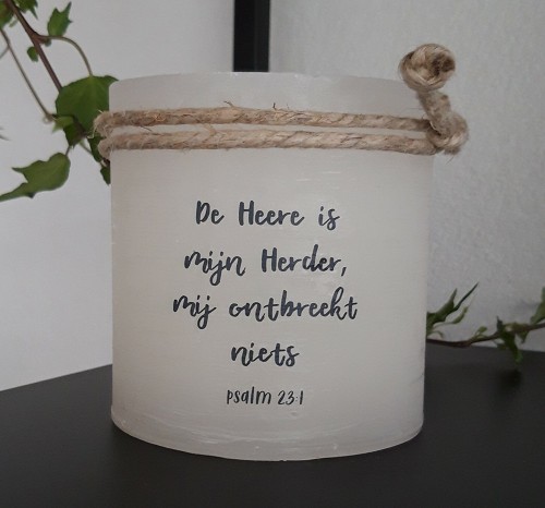 Kleur: Ivoor Home & Living>Windlichten Windlicht S – De Heere is mijn Herder – Ivoor