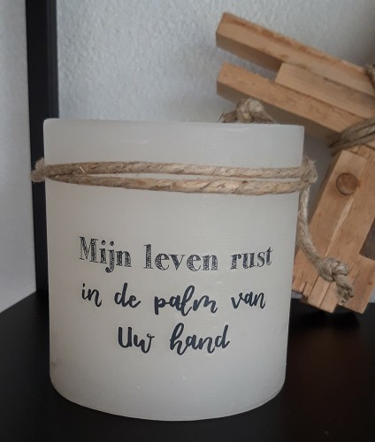 Windlicht S: Mijn leven Rust in de Palm van Uw Hand (Ivoor)