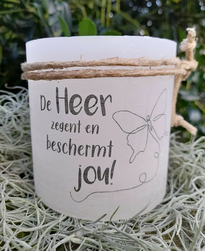 Kleur: Ivoor Home & Living>Windlichten Windlicht S De Heer zegent en beschermt jou