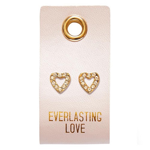 Leather Tag Earring – Heart Rhinestone