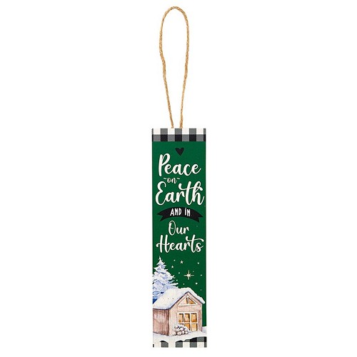 Wood ornament Peace on earth