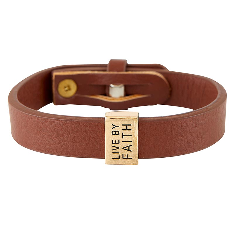 Leather Bracelet Live by Faith