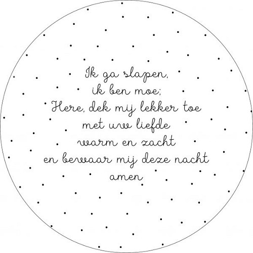 Muurcirkel Zwartwit 25 cm – Ik ga slapen ik ben moe