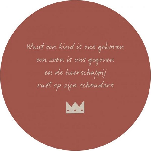 Muurcirkel Kerst Donkerrood 25 cm – Want een Kind is ons geboren