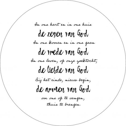 Muurcirkel Zwartwit 25 cm – Ierse zegenbede