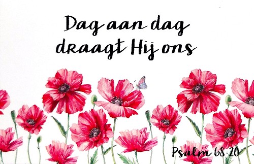 Dag aan dag draagt Hij ons Psalm 68:20 (prijs per stuk, verkoop per 6)