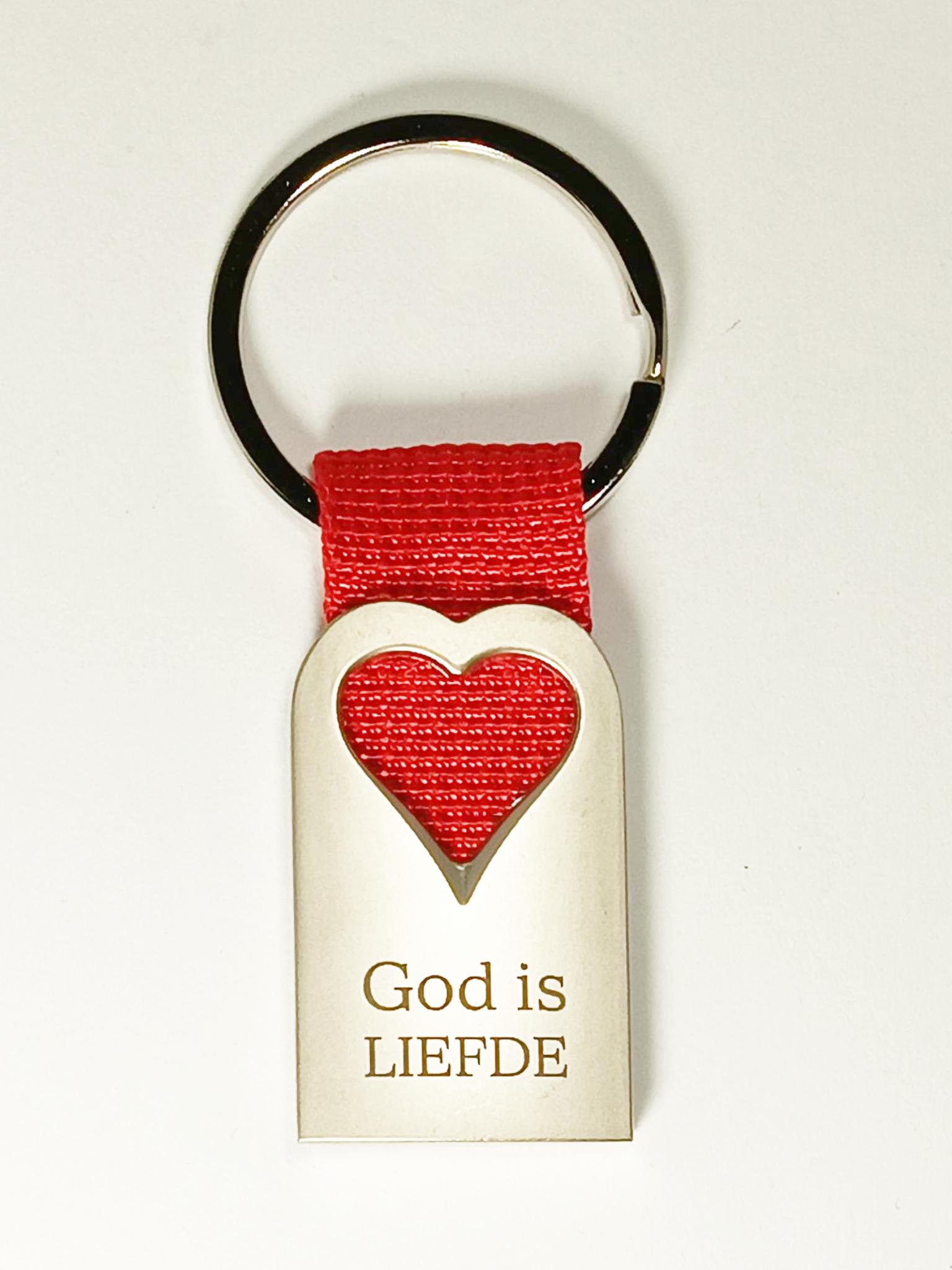 God is liefde Sleutelhanger metaal