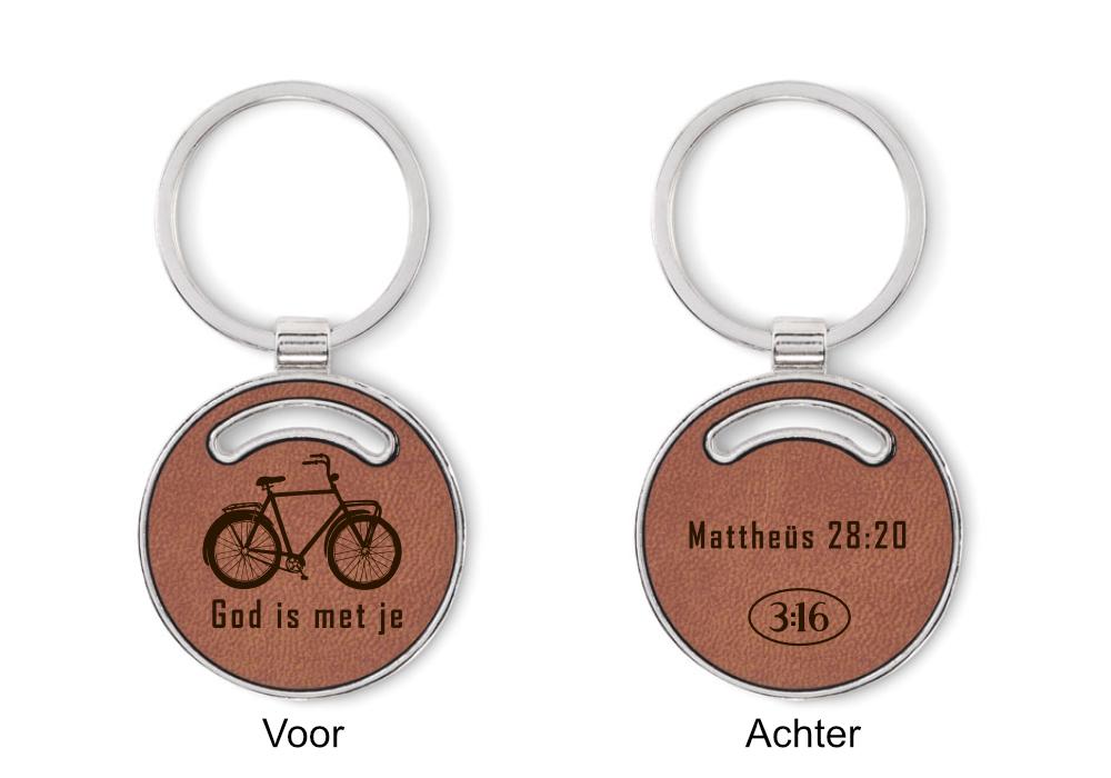 God is met je Fiets sleutelhanger metaal