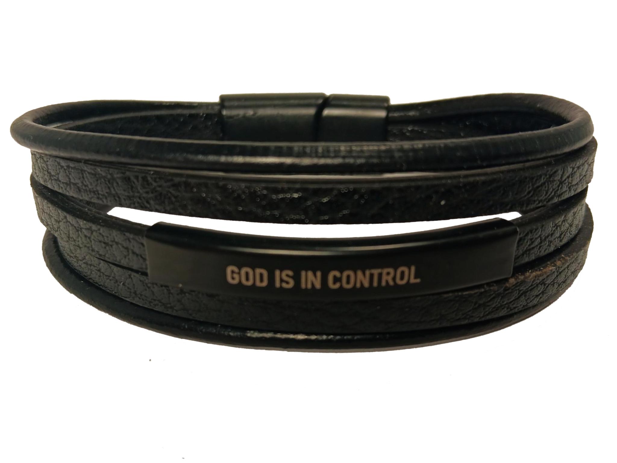 God is in control Black bracelet