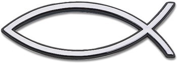 Auto embleem 7cm zilver vis