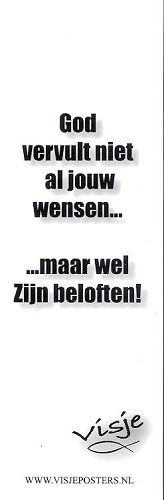 Boekenlegger Visje:  God vervult niet al