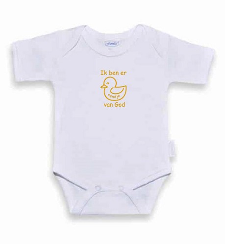 Romper wit/oker 50-56 eendje van God