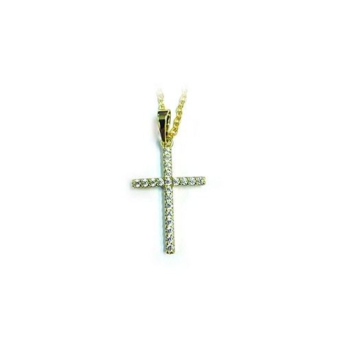 Necklace crystal cross large gold
