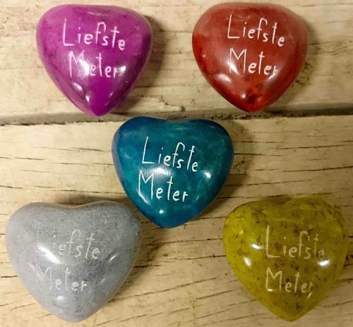 steen hartvorm 4 cm rood Liefste Meter, set van 5