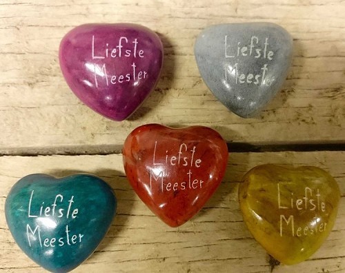 Liefste meester groen hart steen