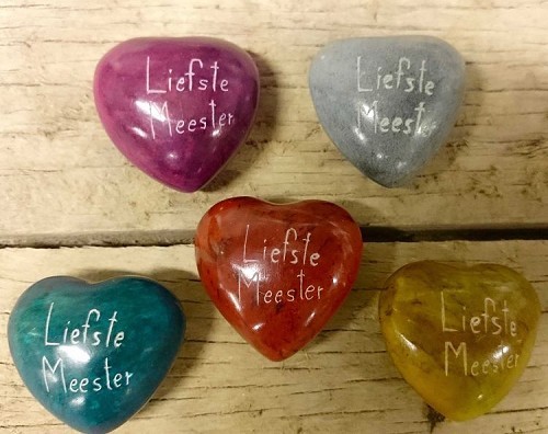 Liefste meester grijs hart steen