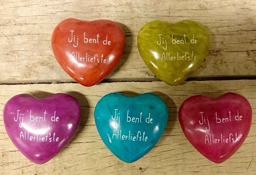 steen hartvorm 6 cm groen Jij bent de Allerliefste