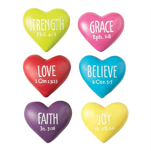 Heart rock with various texts – Assorted (prices per piece, sold per 6)