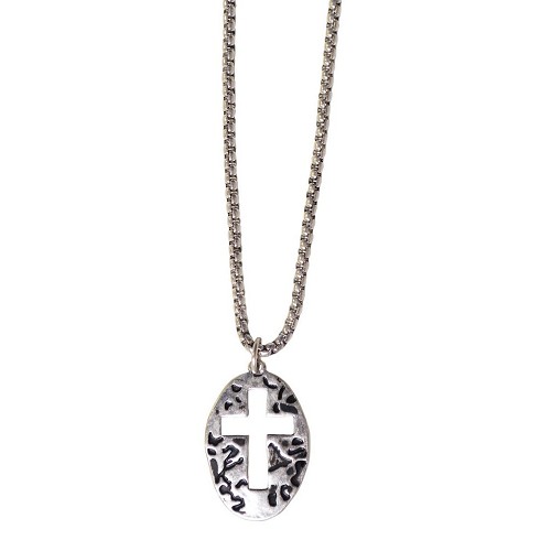 Oval charm with cross – 56 cm