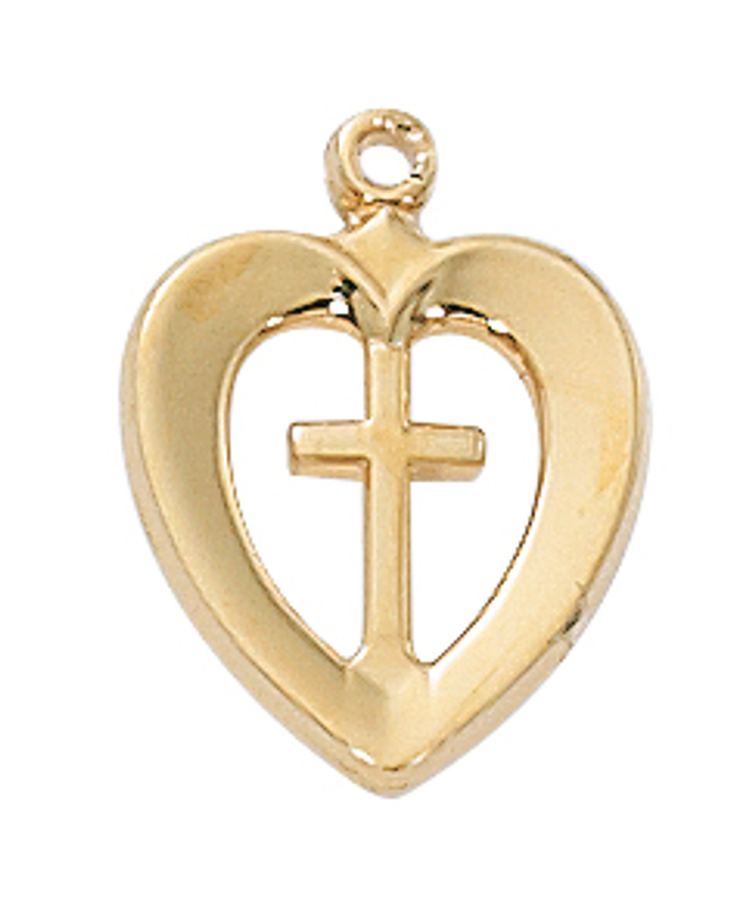 Heart with cross gold over silver in gifbox necklace