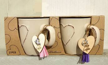 Mokken set (2) hart Creme Geloof Hoop Li