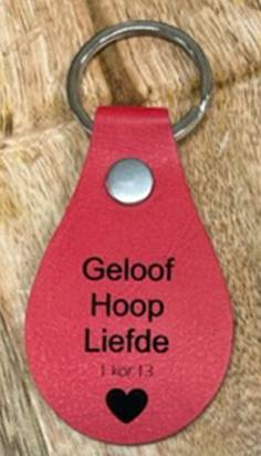 Sleutelhanger rood Geloof Hoop Liefde
