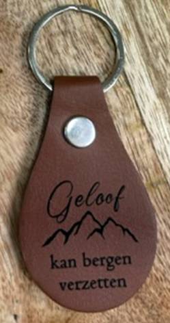 Sleutelhanger bruin Geloof kan bergen ve