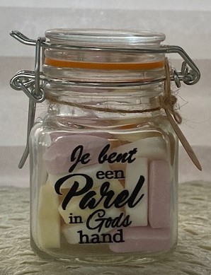 Snoeppotje hartjes Je bent een parel