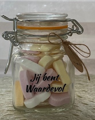 Snoeppotje hartjes Jij bent waardevol