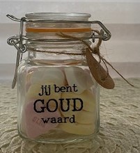 Snoeppotje hartjes Jij bent goud waard