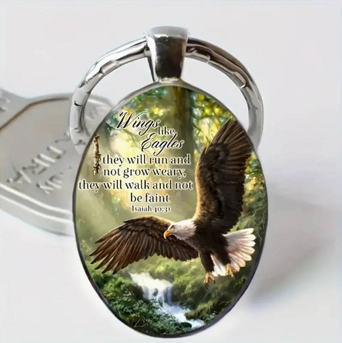 Keyring metal/epoxy Eagle Isaiah 40:31