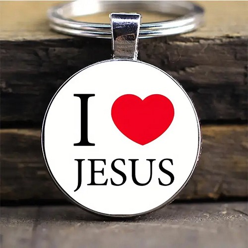 Sleutelhanger: Metal/Epoxy I love Jesus