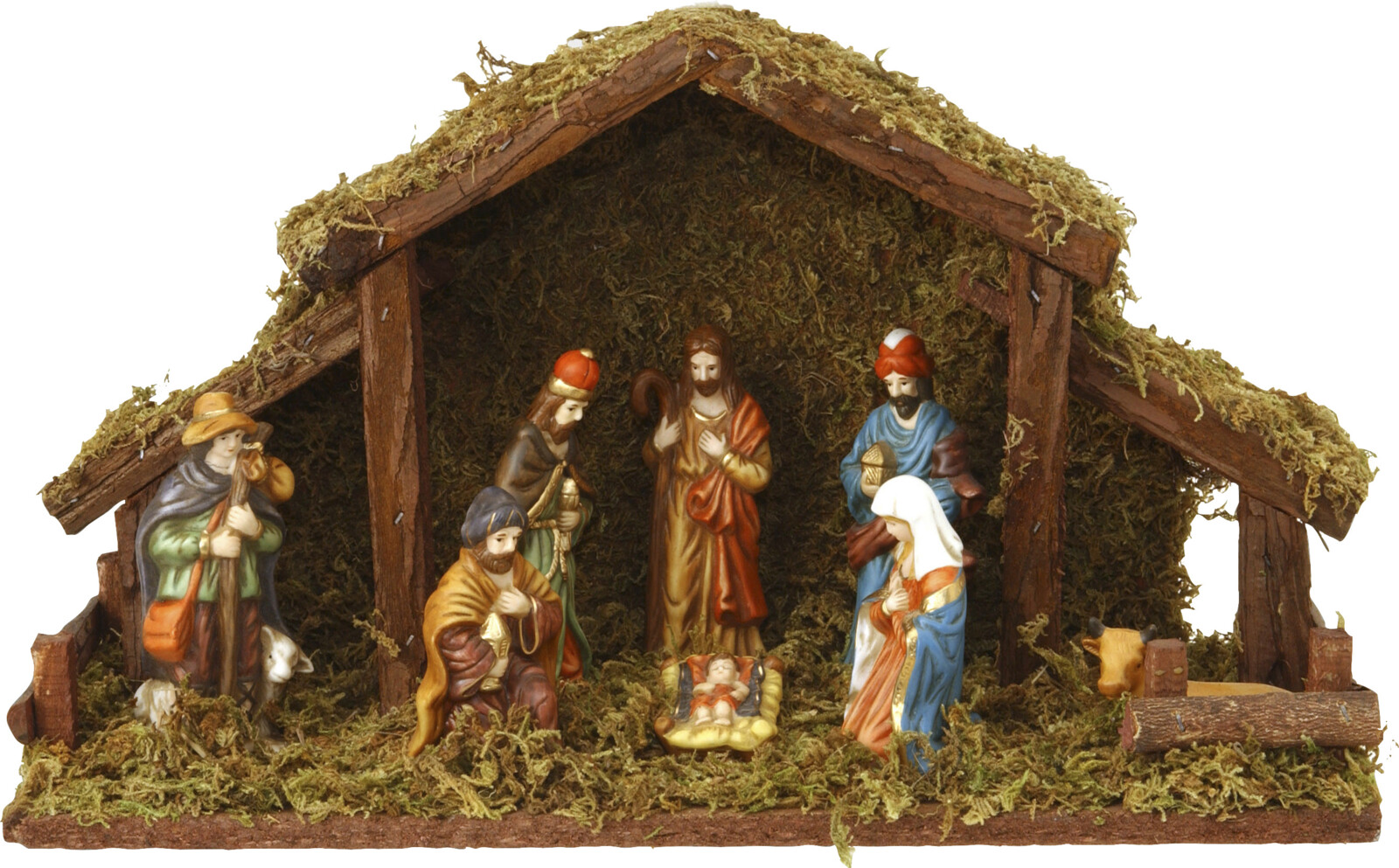 Stable Wood 8 Figurines and LED-Light 39
