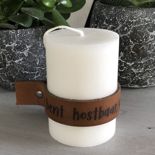 Stompkaars H&L met Leren band: Je bent Kostbaar (Ivoor)