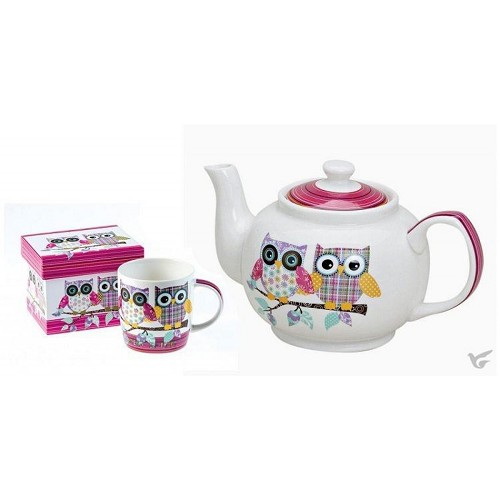 Theepot uil en 2 mokken God houdt van je