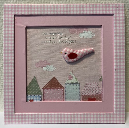 Schilderij baby roze God zegent je