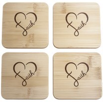 Coasterset (4) Square 9,5cm Faith