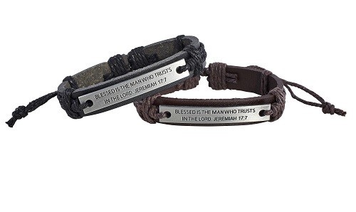 Leather bracelet blessed is the man