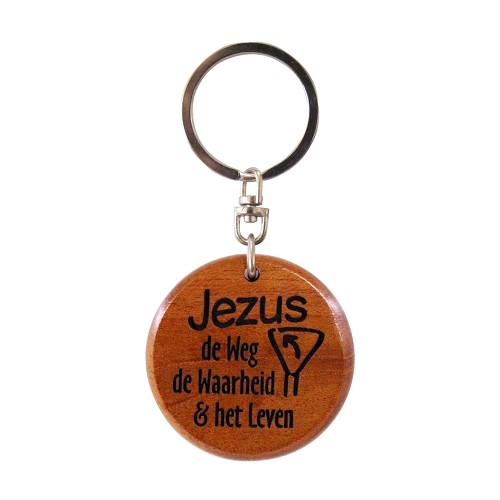 Sleutelhanger rond hout Jezus is de weg