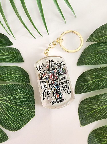Epoxy resin keyring give thanks to the Lord
