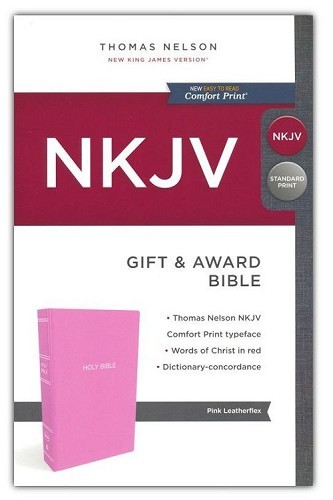 NKJV, Gift and Award Bible, Leather-Look, Pink, Red Letter, Comfort Print