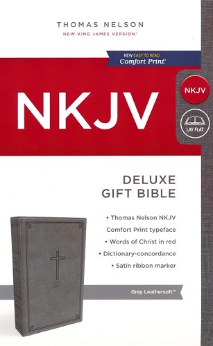 NKJV, Deluxe Gift Bible, Leathersoft, Gray, Red Letter, Comfort Print