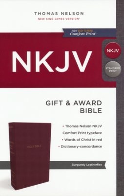 NKJV, Gift and Award Bible, Leather-Look, Burgundy, Red Letter, Comfort Print