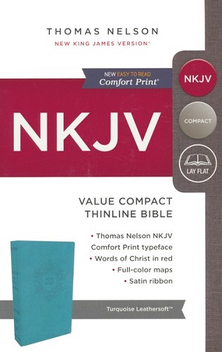 NKJV, Thinline Bible, Compact, Leathersoft, Blue, Red Letter, Comfort Print