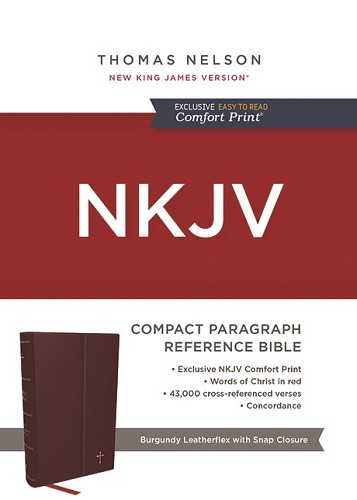NKJV Compact Paragraph-Style Bible w/ 43,000 Cross References, Burgundy Leatherflex w/ Magnetic Flap, Red Letter, Comfort Print: Holy Bible, New King James Version