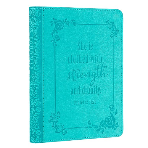 Christian Art Gifts Classic Handy-Sized Journal Strength and Dignity Proverbs 31 Woman Bible Verse Inspirational Scripture Notebook W/Ribbon, Faux Lea
