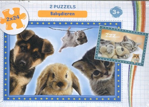 Babydieren – 2 Puzzels van 24 stukjes