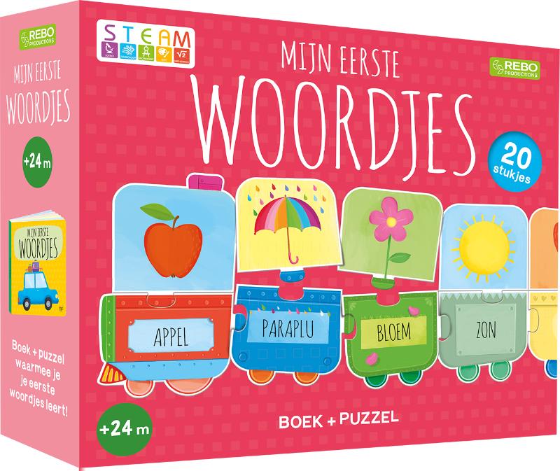 Puzzeltrein 20 stukjes en boek – Mijn eerste woordjes